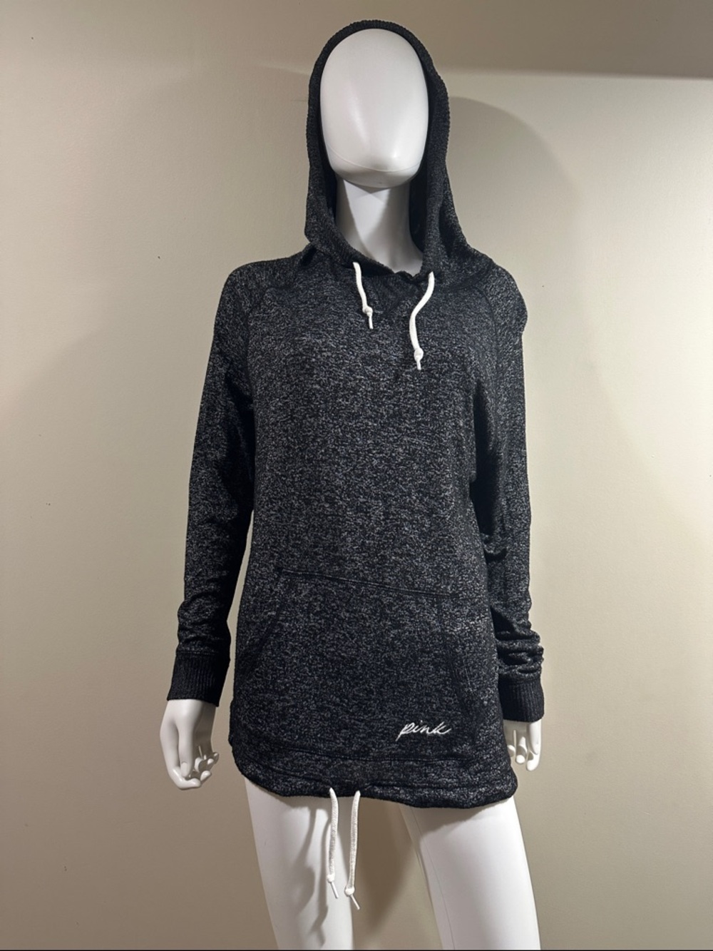 PINK Victoria's Secret Charcoal Marled Pullover Hoodie Size Small